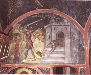 Decollazione di s. Giovanni Battista Teofane il Cretese Stavronikita XVI sec