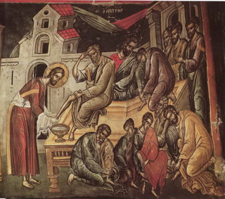 Lavanda dei piedi Teofane Cretese, XVI sec.