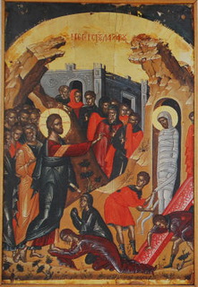 Resurrezione di Lazzaro. Teofane Cretese XVI sec.