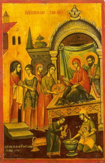 Natività della Vergine: icona greca, 1785