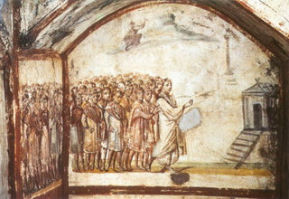 Resurrezione di Lazzaro, Roma catacombe di v. Latina IV sec.